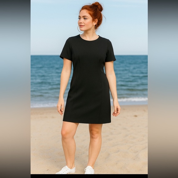 Ann Taylor Loft Cute Black Size 6 Back-Zip Shift Dress.  Poly/Rayon Blend - Picture 1 of 6